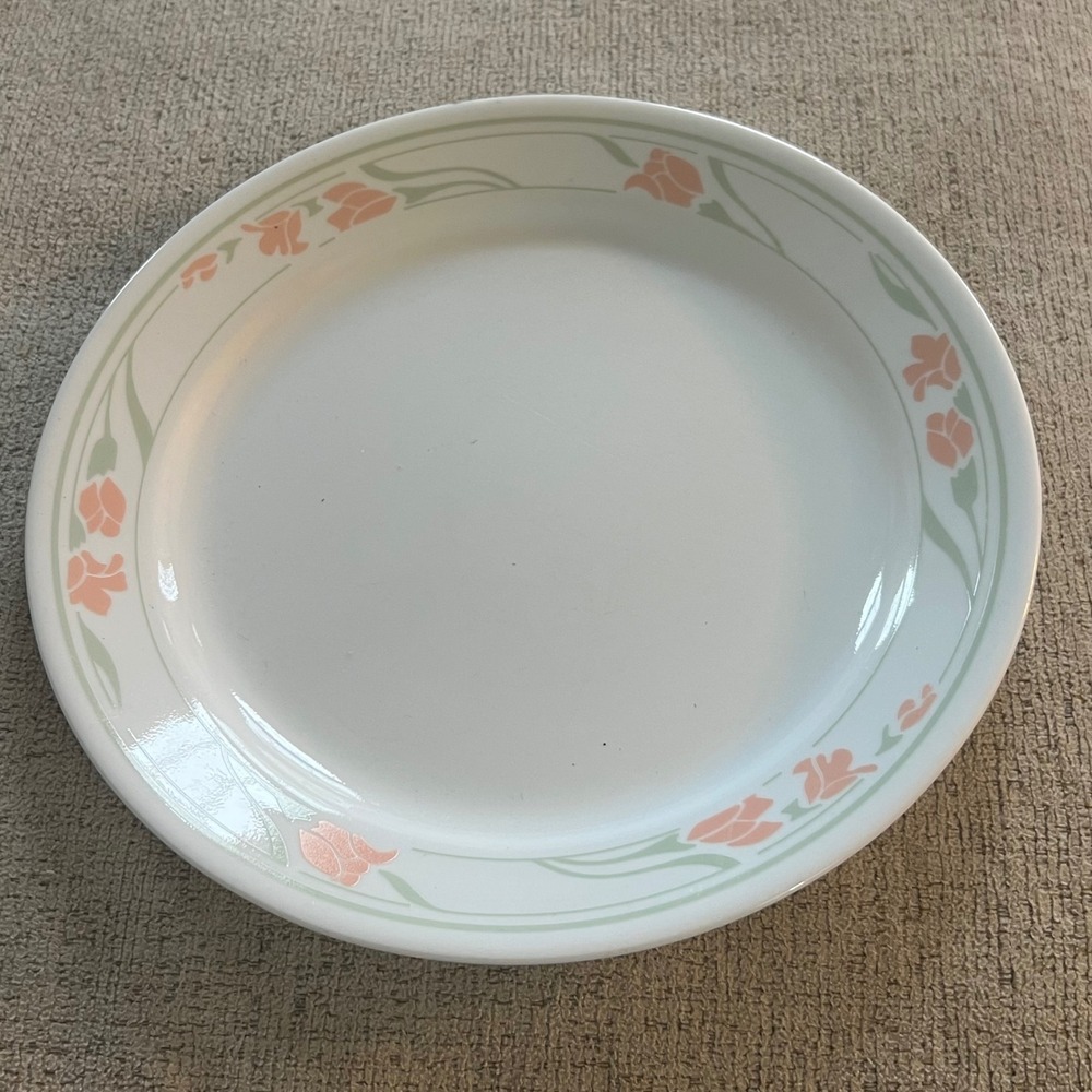 Corelle by Corning Peach Garland Floral Dinner Plate 10.25 Inch Vitrelle USA
